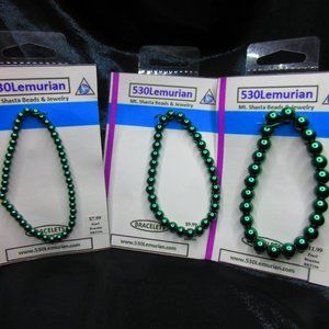 Green Glass Pearl 7" Stretchy Bracelet Lot Of 3 Different Bracelets